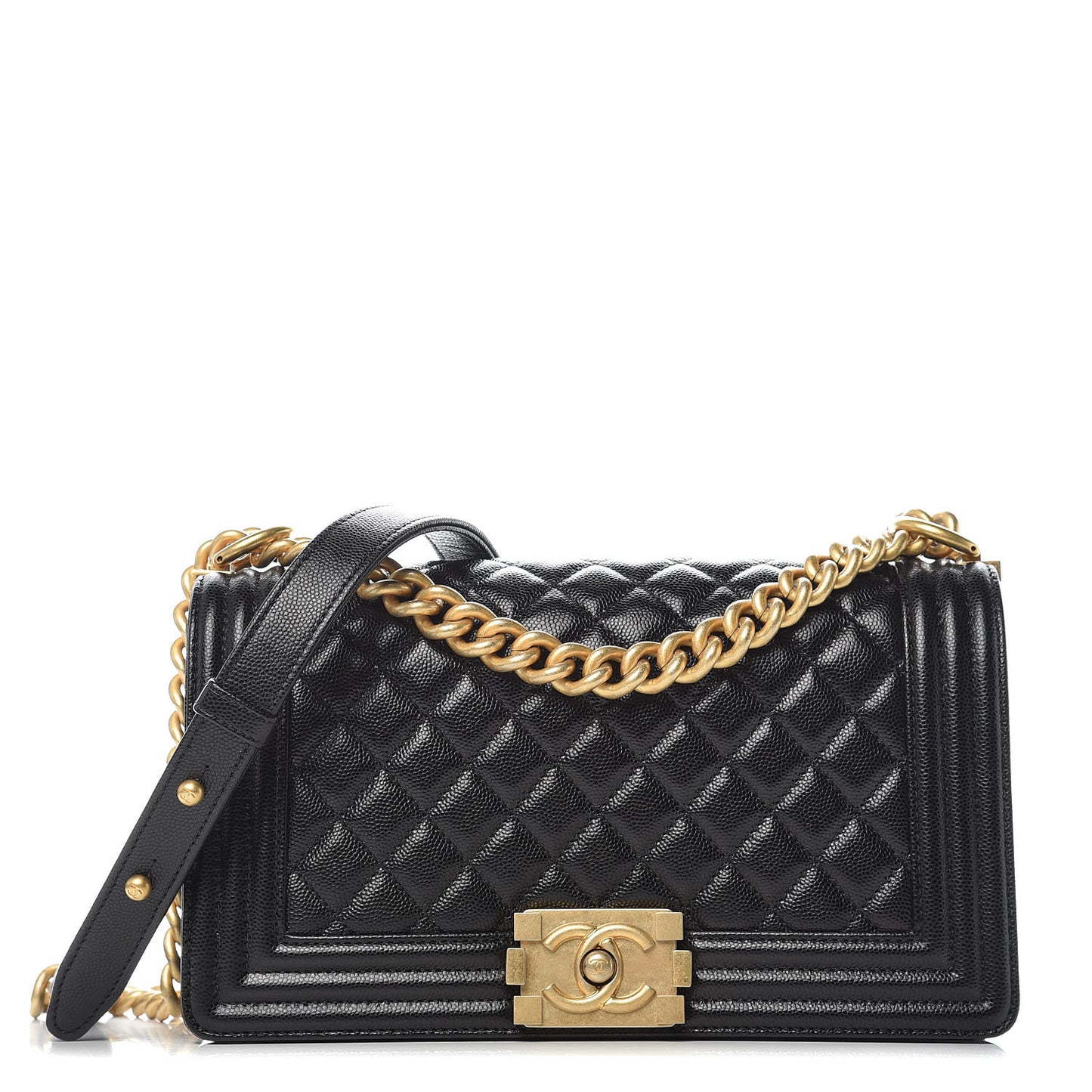 Caviar Quilted Medium Boy Flap Black