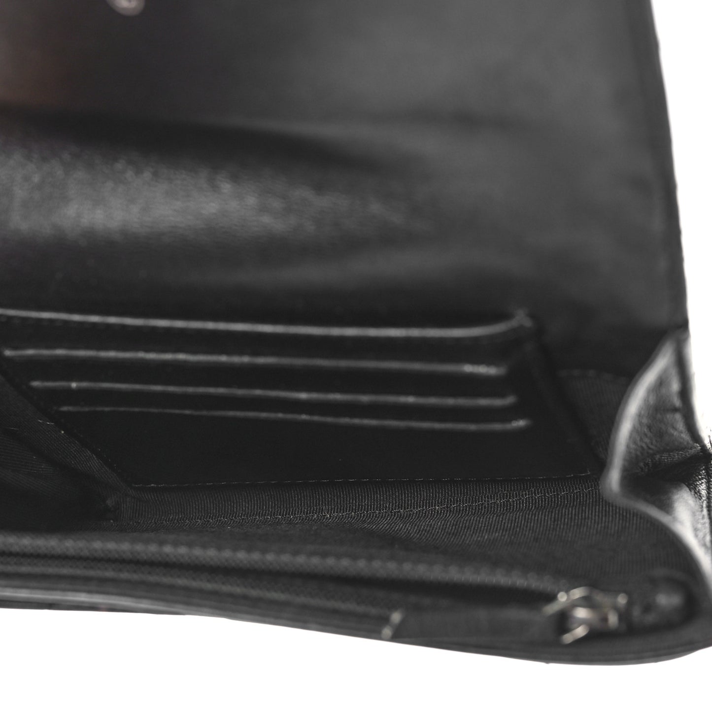 Lambskin Quilted Flap Card Holder Black