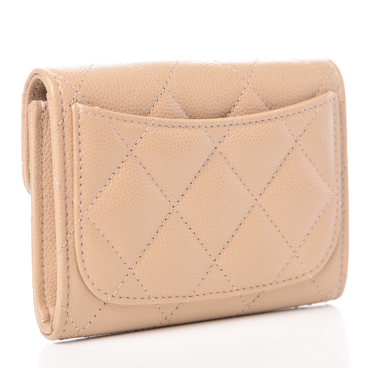 Chanel Caviar Quilted Card Holder Wallet Beige Clair 3 of 9