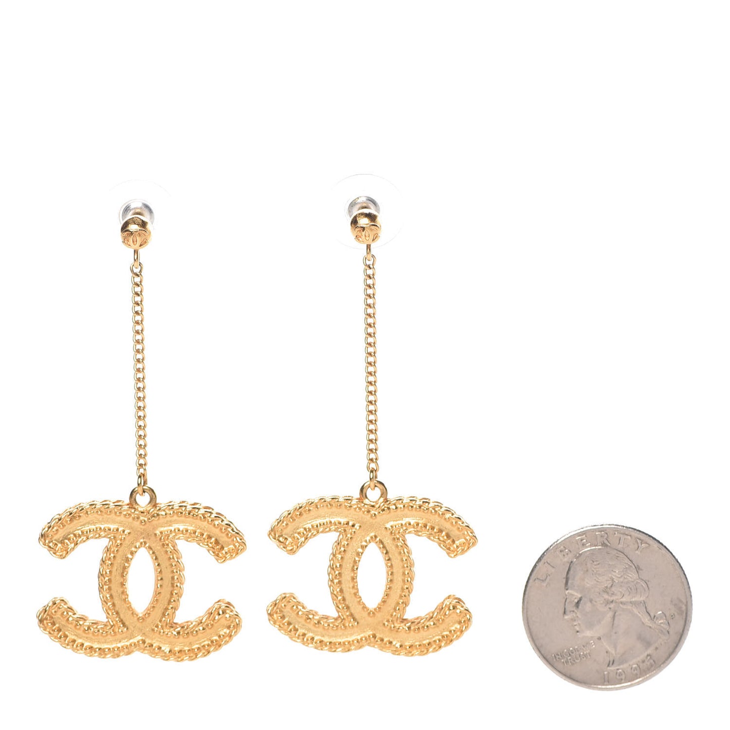 CC Drop Earrings Matte Gold