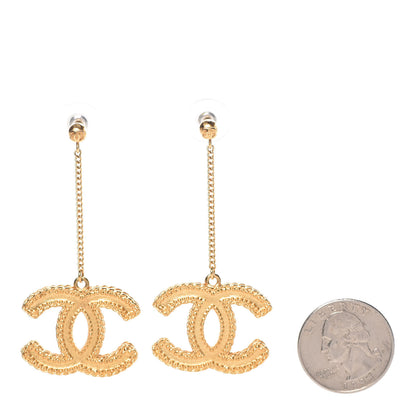 Chanel CC Drop Earrings Matte Gold 2 of 4