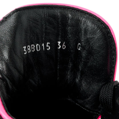 Gucci Lambskin Calfskin Womens High Top Sneakers 36 Black Neon Green Pink 8 of 10