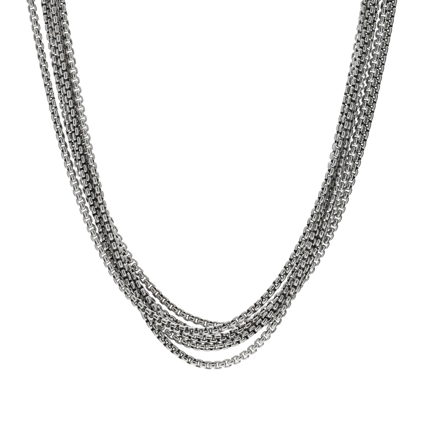 Sterling Silver 14K Yellow Gold Multi Box Chain Necklace