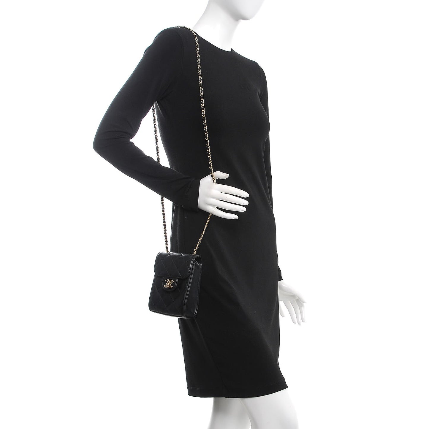 Lambskin Quilted Extra Mini Wallet On Chain WOC Black