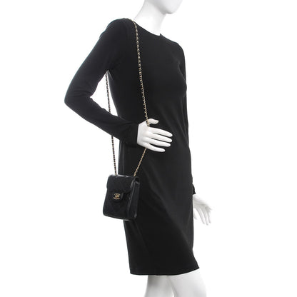 Chanel Lambskin Quilted Extra Mini Wallet On Chain WOC Black 2 of 9