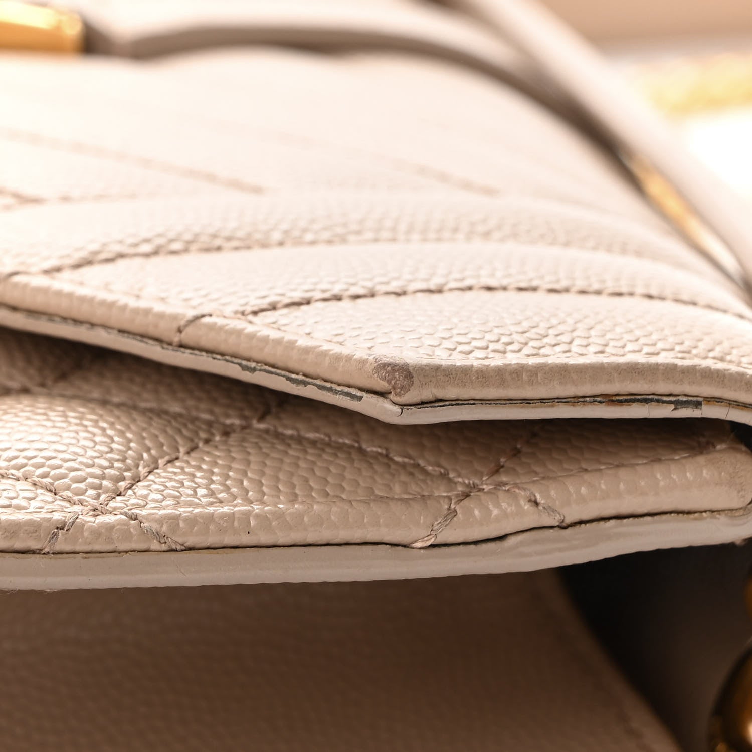 Saint Laurent Grain De Poudre Textured Mixed Matelasse Medium Triquilt Monogram Satchel Dark Beige 13 of 13