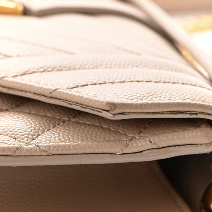 Saint Laurent Grain De Poudre Textured Mixed Matelasse Medium Triquilt Monogram Satchel Dark Beige 13 of 13
