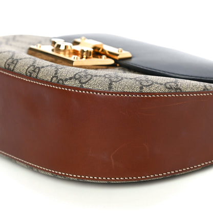 Gucci GG Supreme Monogram Web Medium Padlock Messenger Shoulder Bag Black 11 of 28