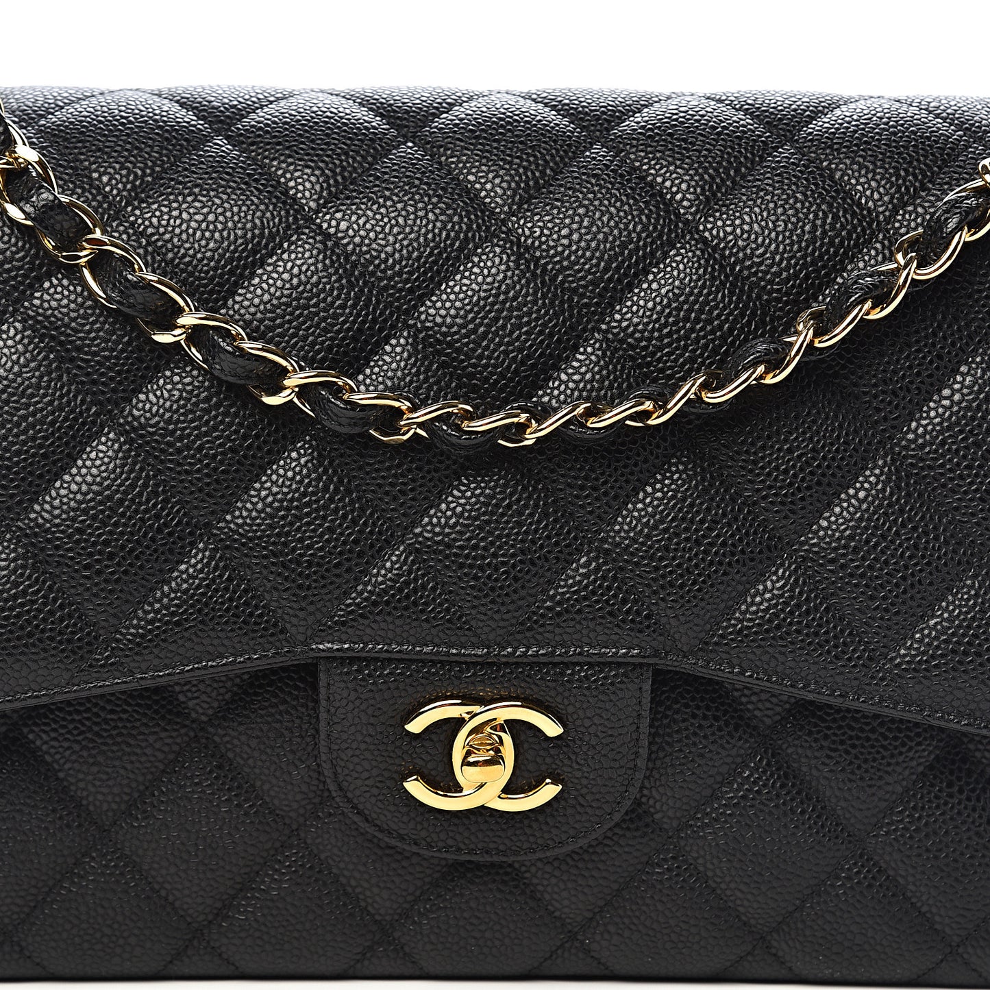 Caviar Quilted Jumbo Double Flap Black