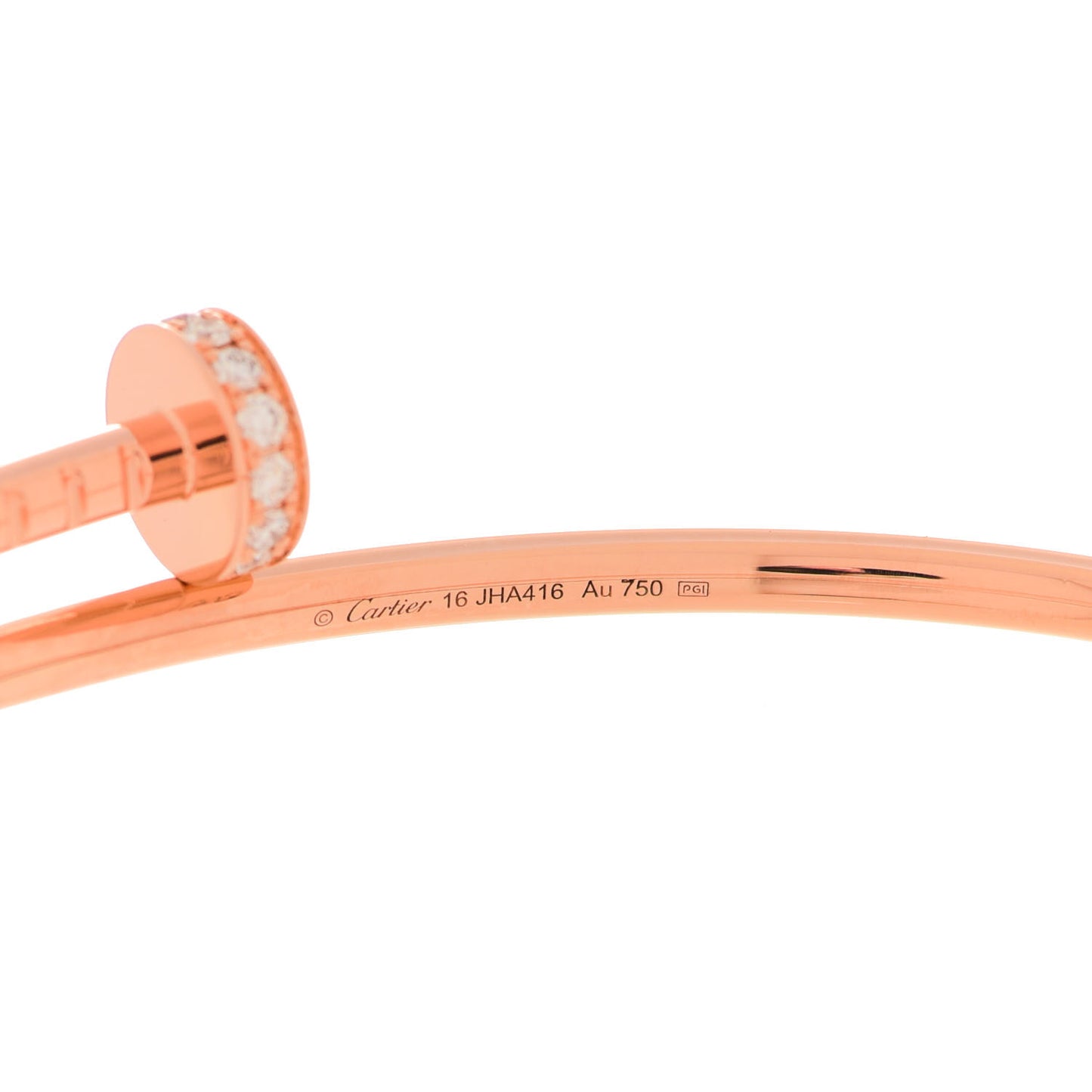 18K Pink Gold Diamond Small Juste Un Clou Bracelet 16