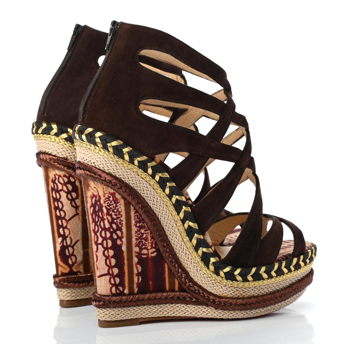Suede Tosca 140 Platform Wedge Sandals 36 Chocolate