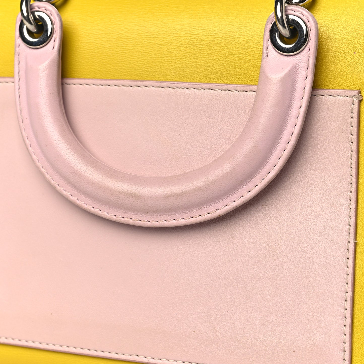 Smooth Calfskin Bi-Color Mini Be Dior Flap Bright Yellow Rose Dragee