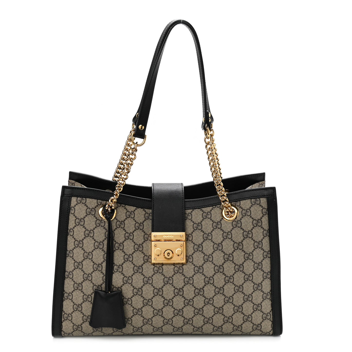 GG Supreme Monogram Medium Padlock Tote Black