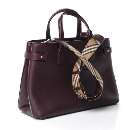 Burberry Derby Calfskin House Check Medium Banner Tote Burgundy 4 of 15