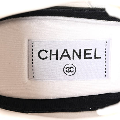Chanel Nylon Suede Kidskin Calfskin Logo Sneakers 39.5 White Black 7 of 9