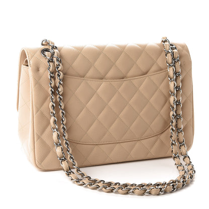 Chanel Caviar Quilted Jumbo Double Flap Light Beige 2 of 11