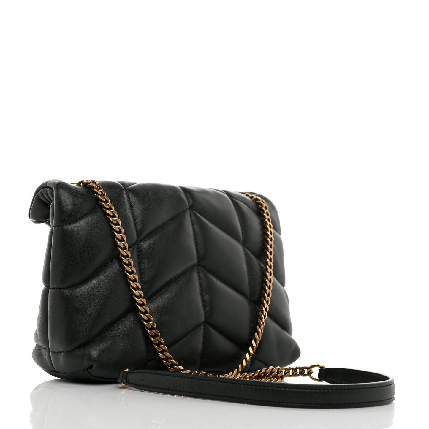 Lambskin Quilted Toy Loulou Puffer Monogram Chain Satchel Vert Fonce