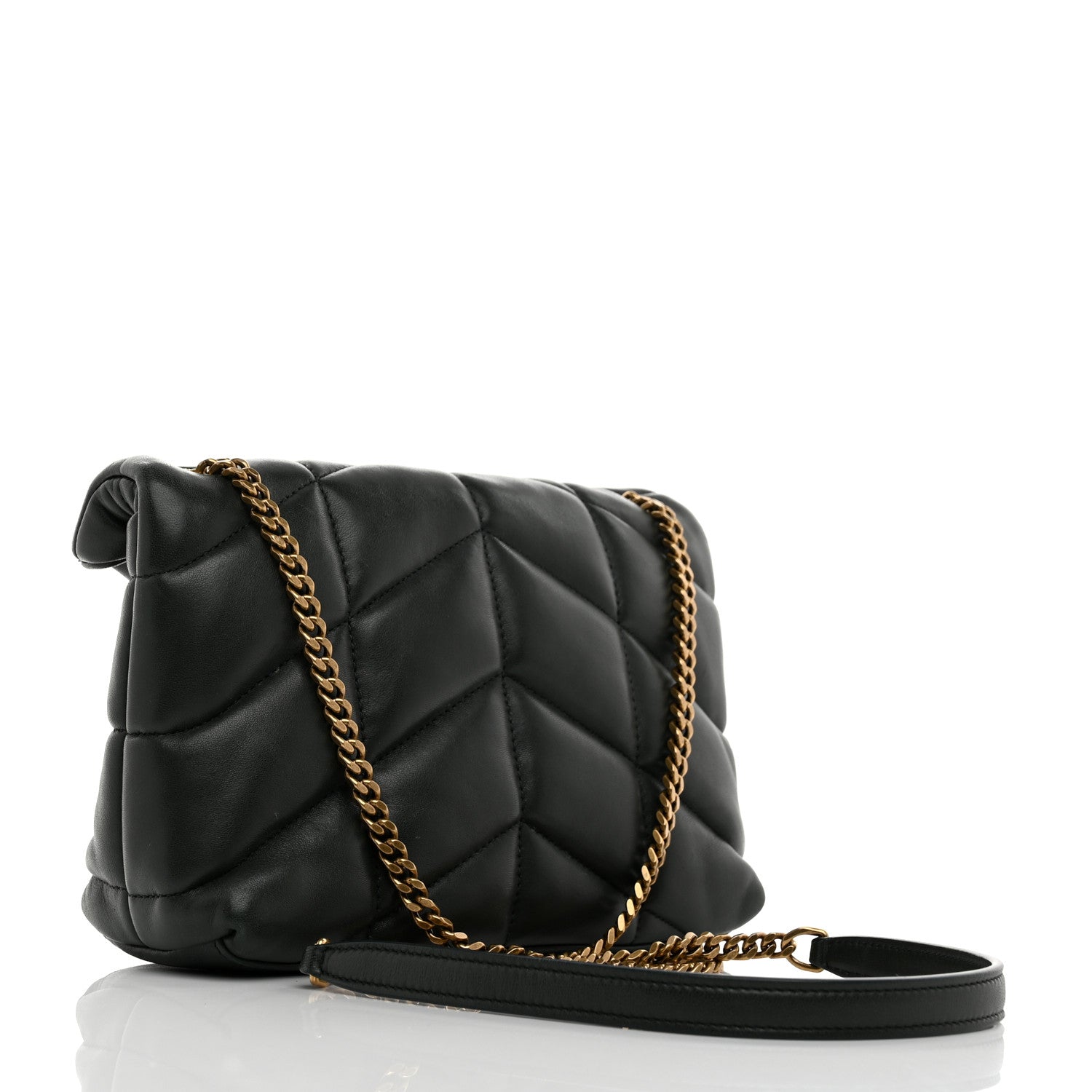 Saint Laurent Lambskin Quilted Toy Loulou Puffer Monogram Chain Satchel Vert Fonce 3 of 11