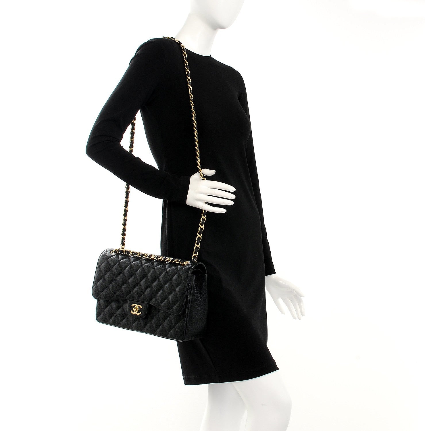 Chanel Caviar Quilted Jumbo Double Flap Black 2 of 8