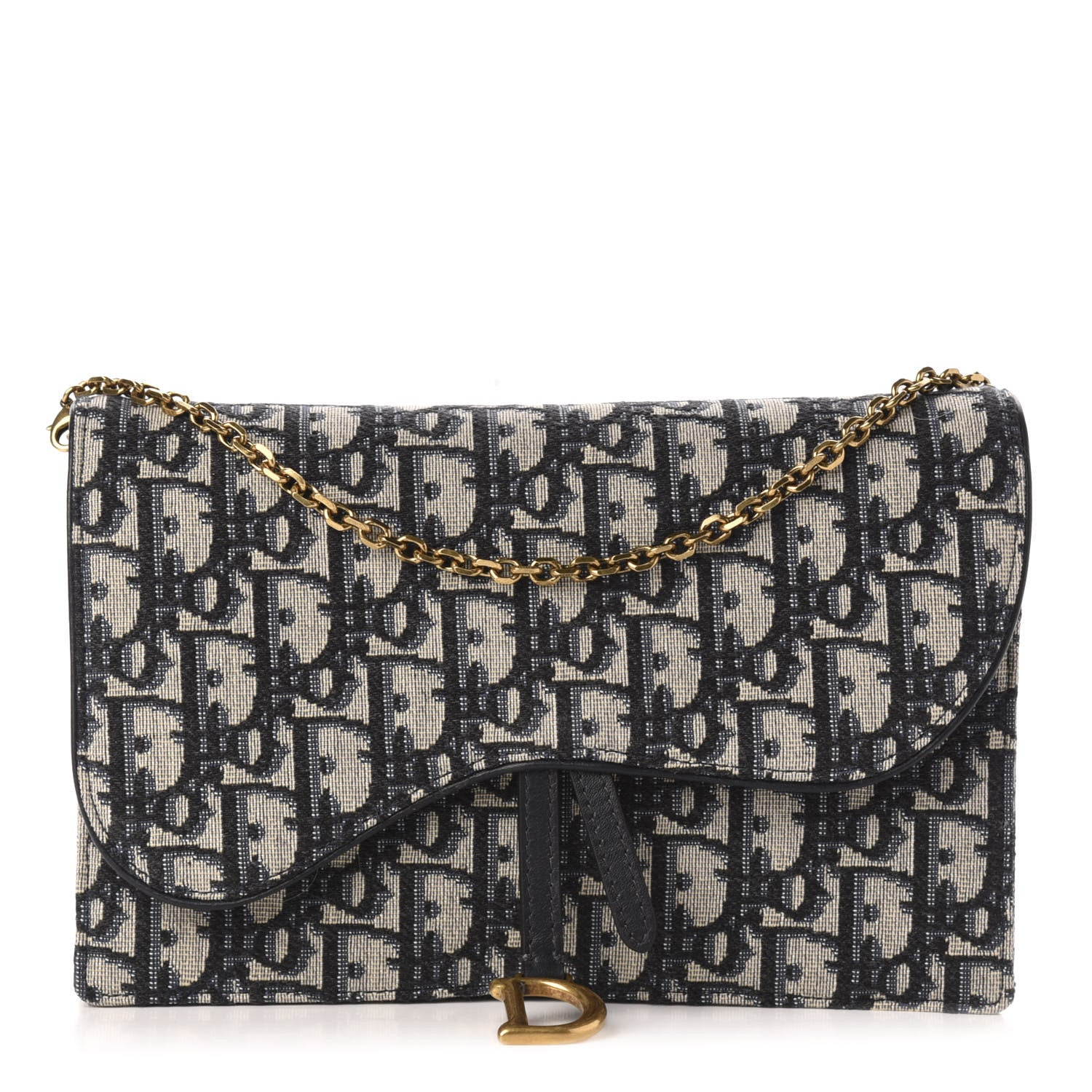 Christian Dior Oblique Saddle Chain Pouch Blue 1 of 10