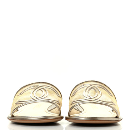 Chanel Glitter Mesh Patent Calfskin CC Sandal Mule 38.5 Gold 2 of 7