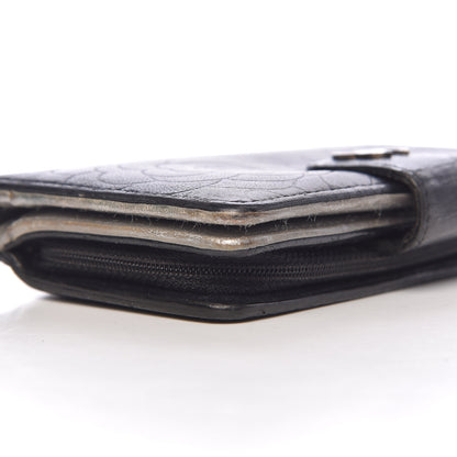 Chanel Lambskin Camellia Embossed Zipped Pocket Wallet Black 10 of 15
