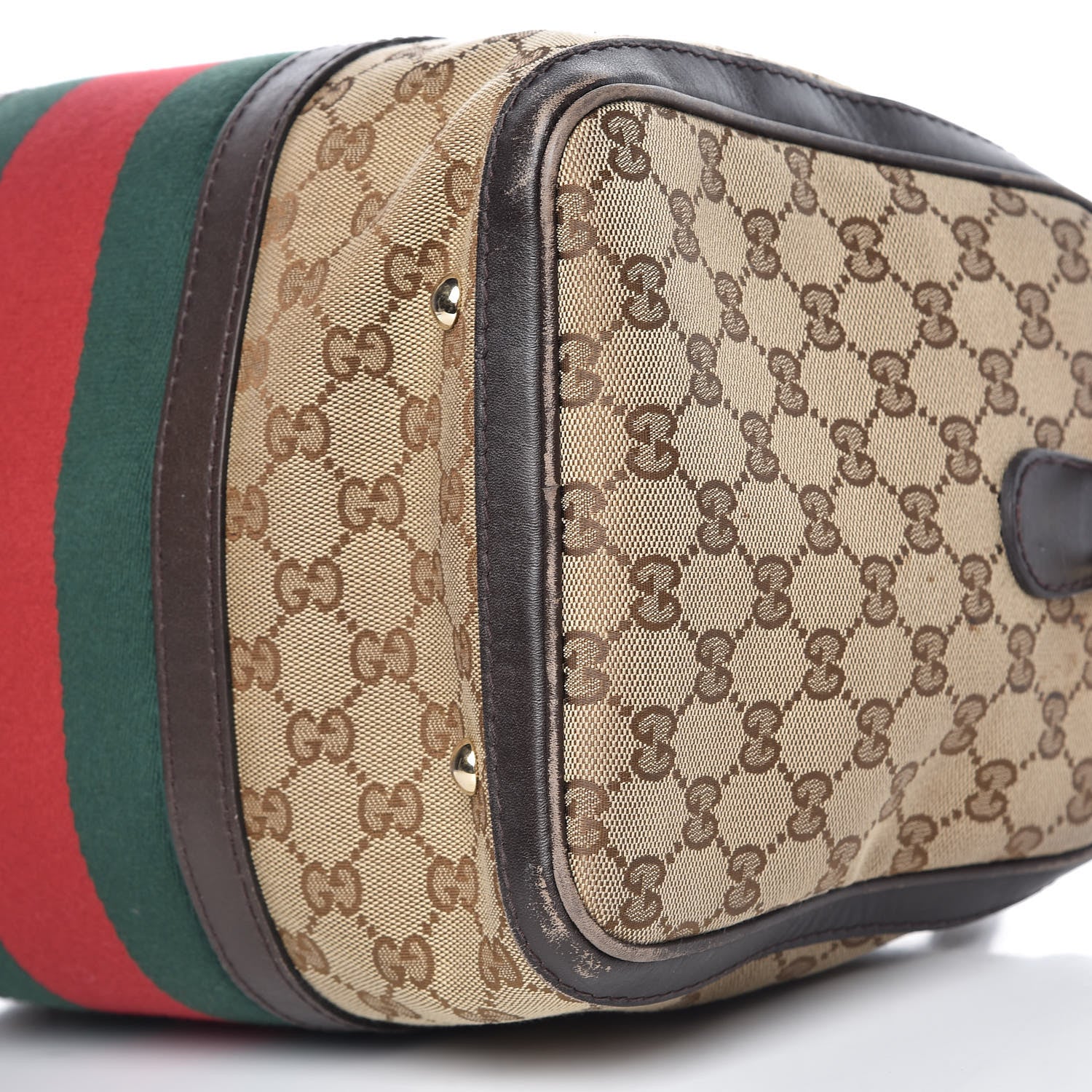 Gucci Monogram Vintage Web Medium Boston Dark Brown 6 of 29