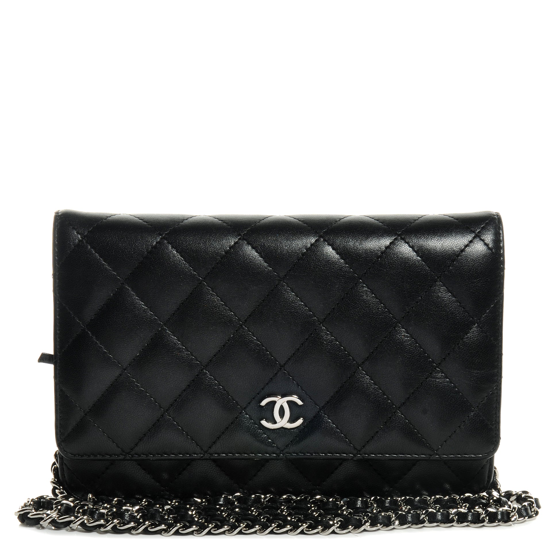 Chanel Lambskin Quilted Wallet On Chain WOC Black 1 of 10