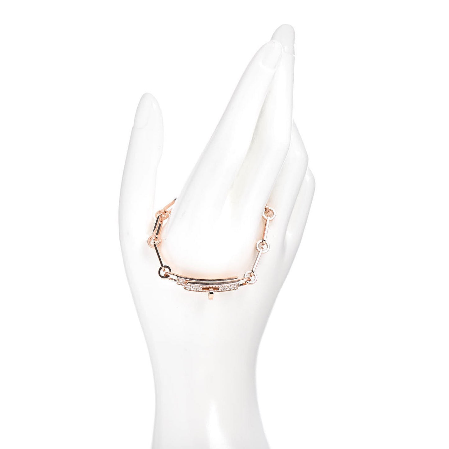 18K Rose Gold Diamond Pave PM Kelly Chaine Bracelet XS