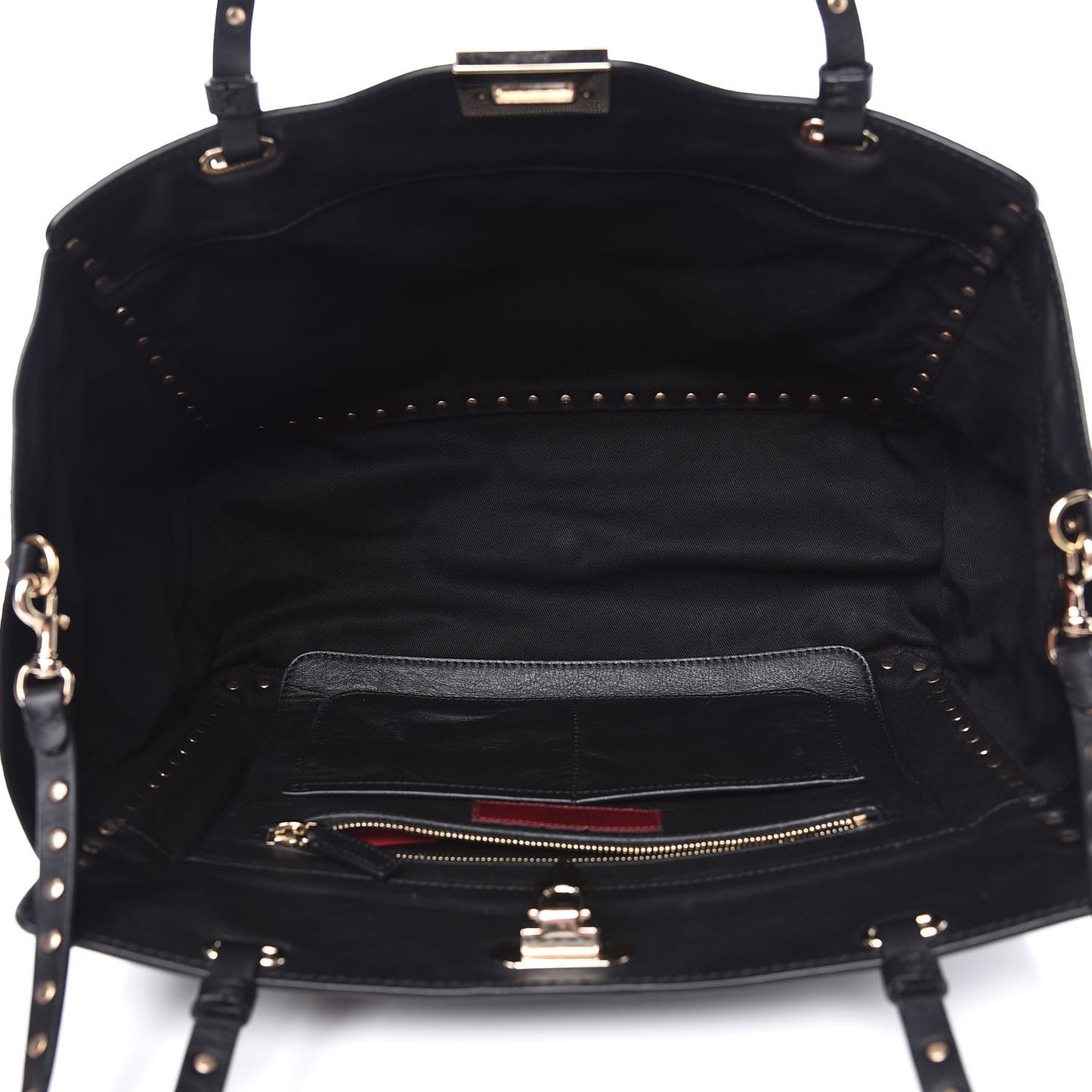 Vitello Medium Rockstud Tote Black
