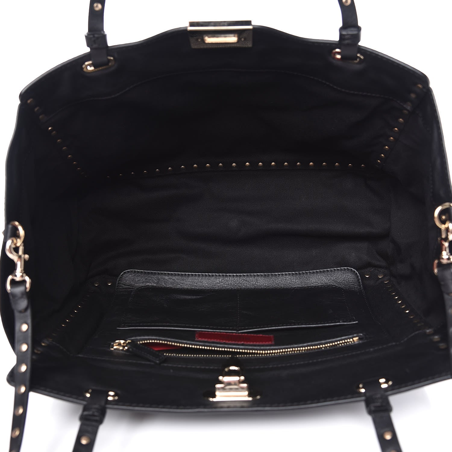 Valentino Garavani Vitello Medium Rockstud Tote Black 5 of 11