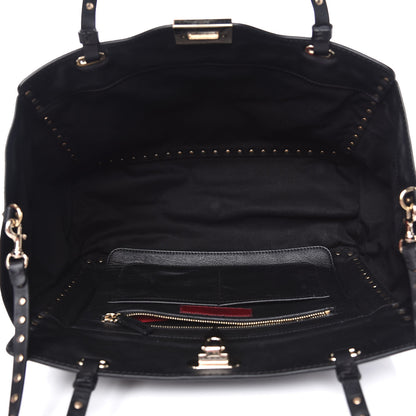 Valentino Garavani Vitello Medium Rockstud Tote Black 5 of 11