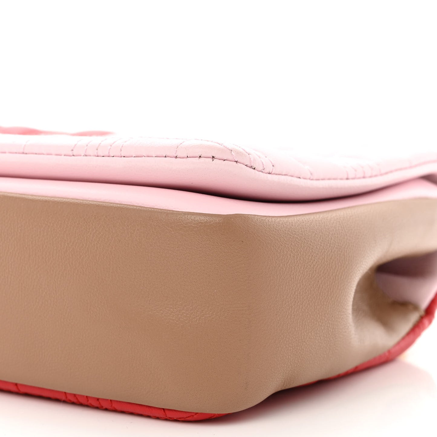 Lambskin Quilted Small Lola Bag Bright Red Pink Tan