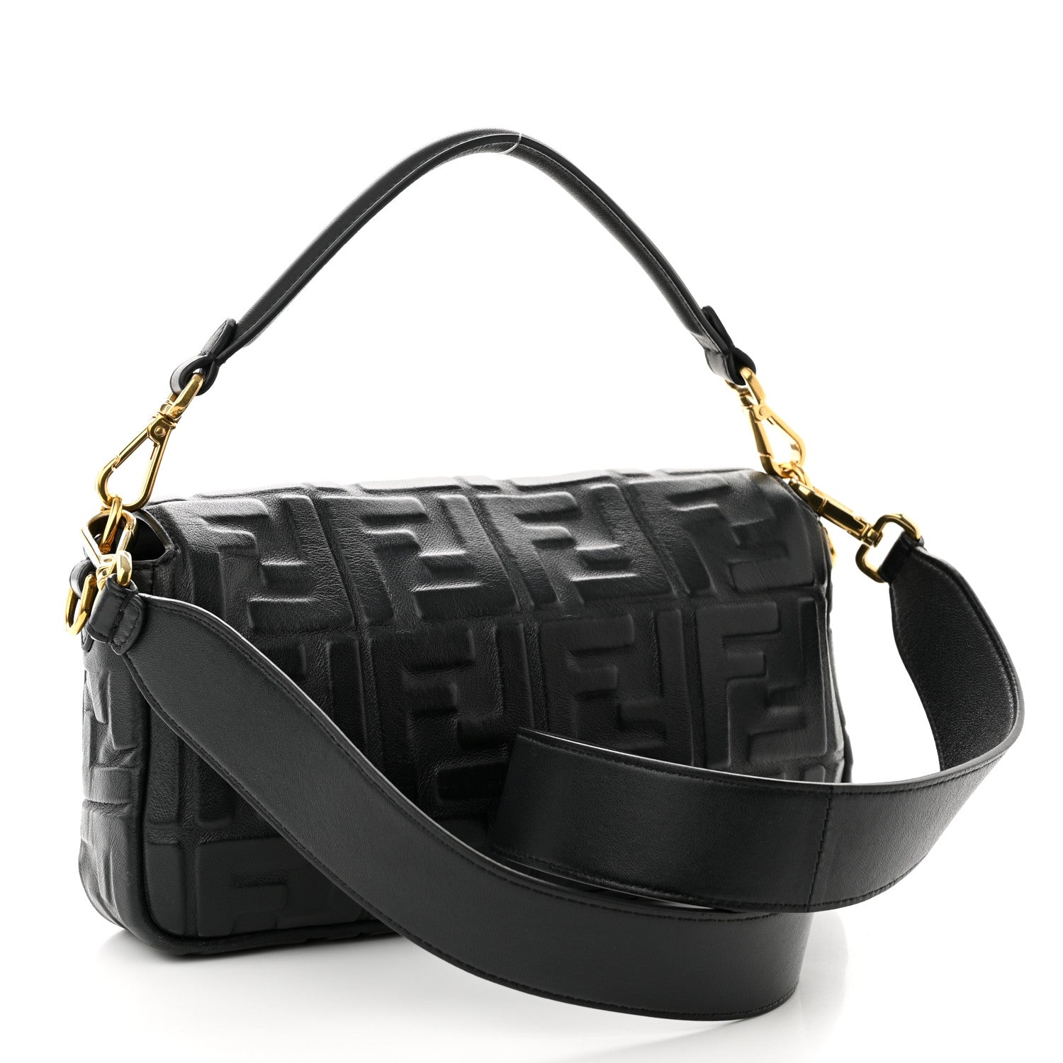 Fendi Nappa FF 1974 Embossed Baguette Black 3 of 11