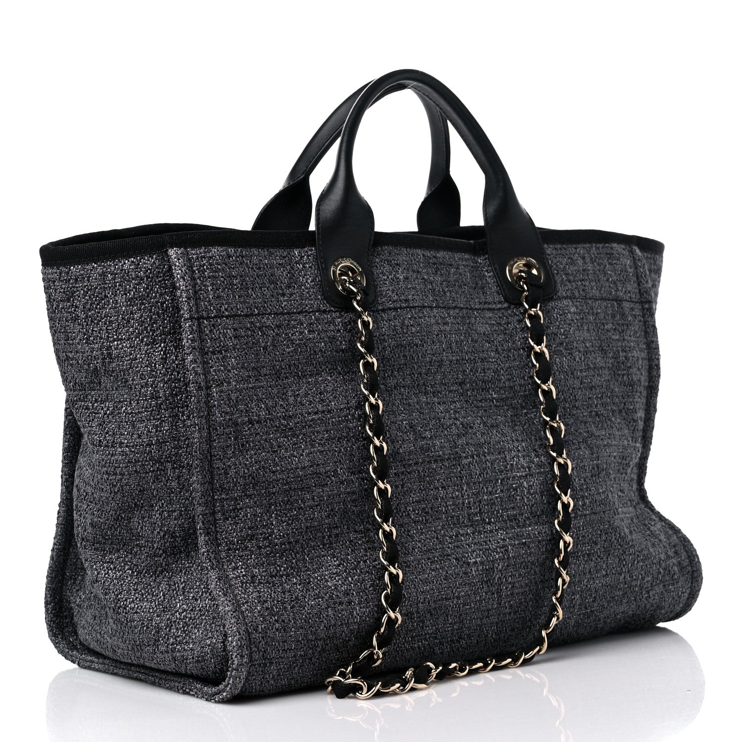 Chanel Woven Straw Raffia Medium Deauville Tote Grey 2 of 9