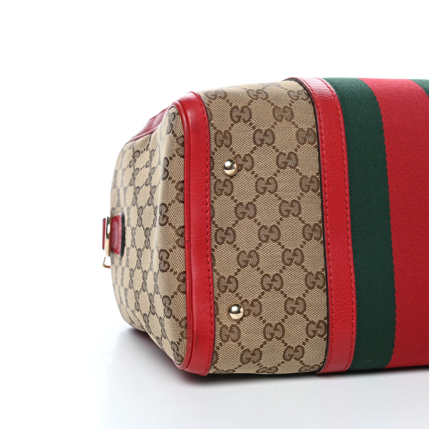 Gucci Monogram Vintage Web Medium Boston Red 9 of 11