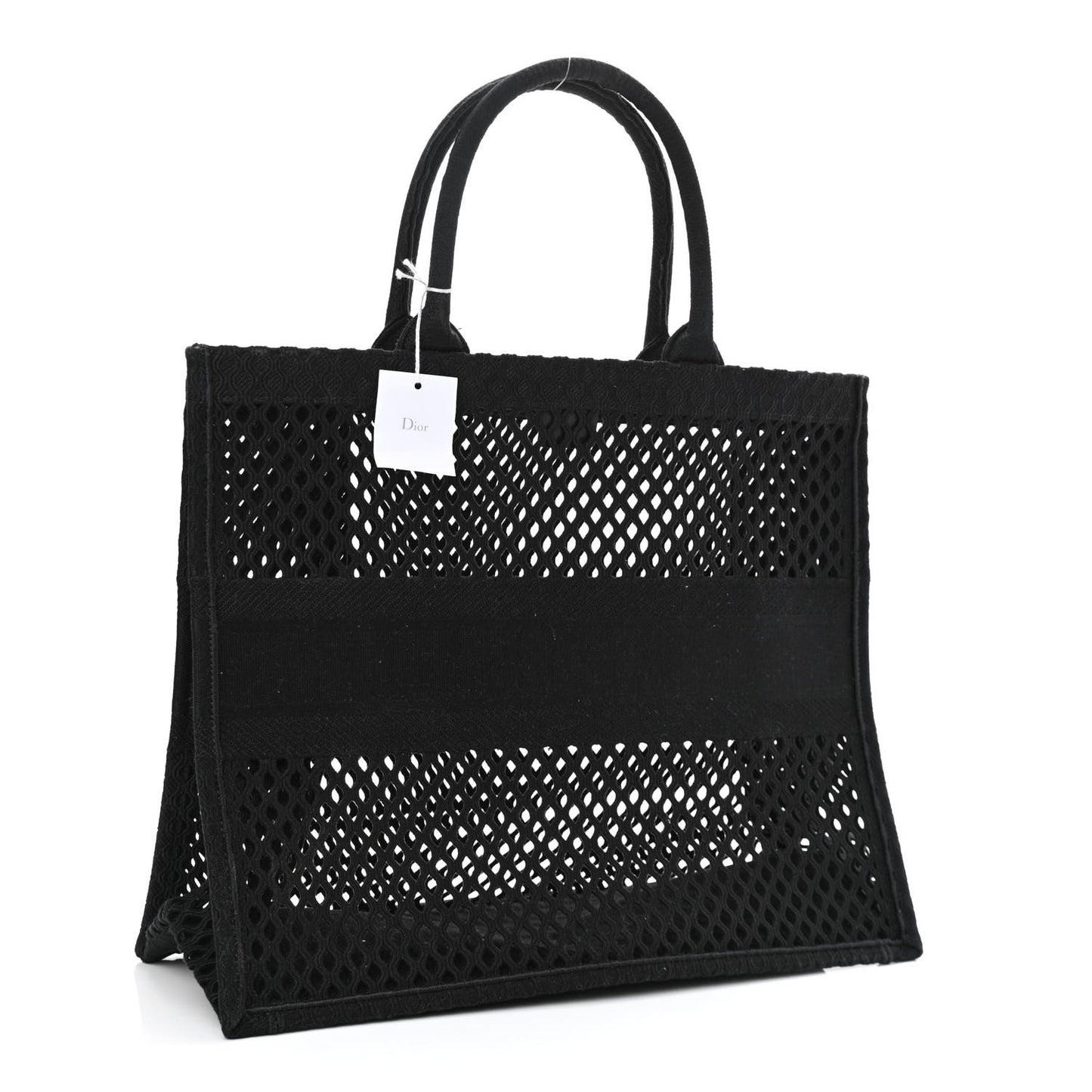 Mesh Embroidered Book Tote Black