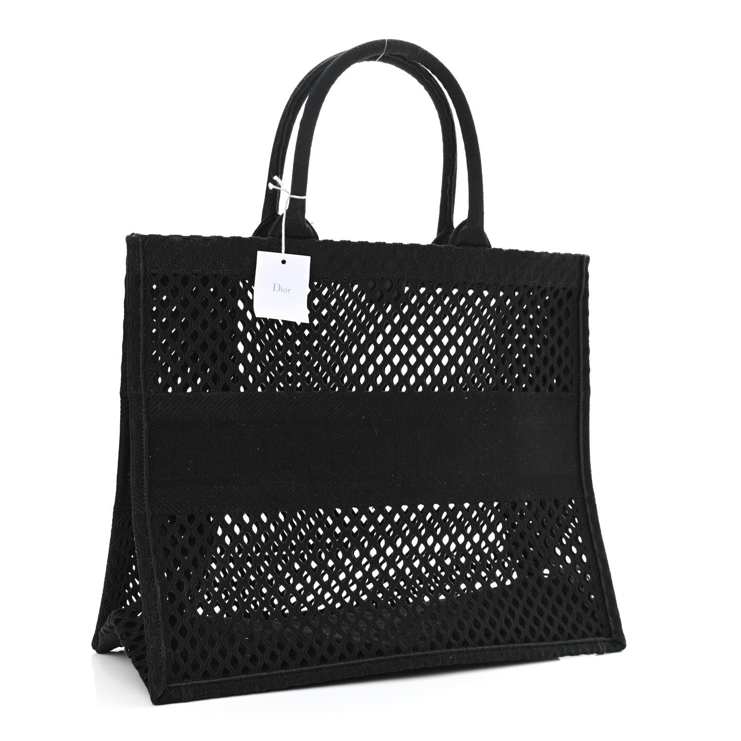 Christian Dior Mesh Embroidered Book Tote Black 3 of 10