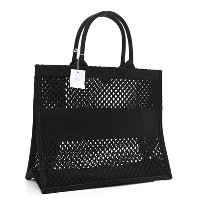Christian Dior Mesh Embroidered Book Tote Black 3 of 10