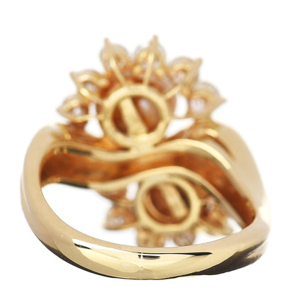 Tiffany 18K Yellow Gold Diamond Double Pearl Cocktail Ring 53 6.5 4 of 5