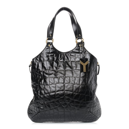 Saint Laurent Patent Crocodile Embossed Tribute Tote Black 1 of 13