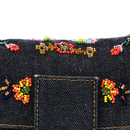 Fendi Denim Ricami Beaded Baguette Blue 7 of 10