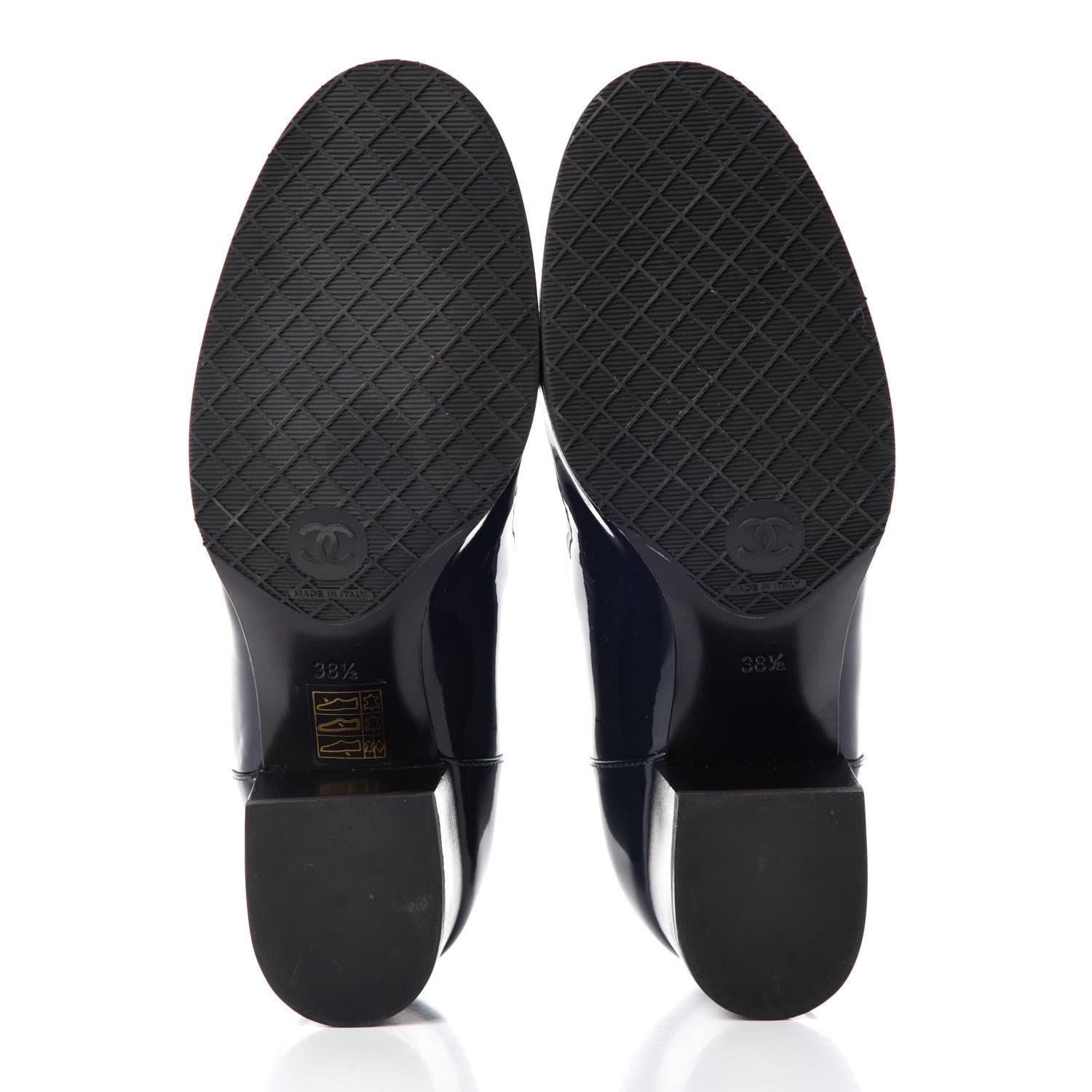 Chanel Patent Chain Loafers Pumps 38.5 Navy 7 of 14