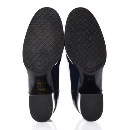 Chanel Patent Chain Loafers Pumps 38.5 Navy 7 of 14