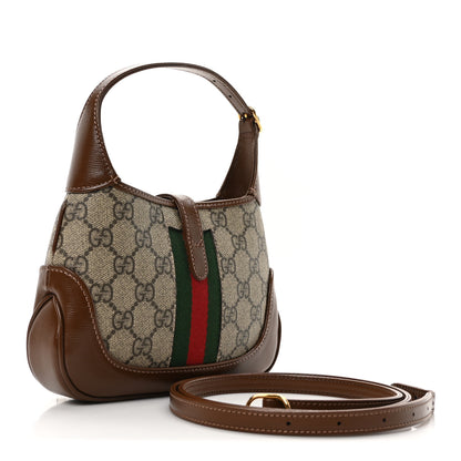 Gucci GG Supreme Monogram Azalea Calfskin Web Mini Jackie 1961 Hobo Beige Ebony Brown Sugar 3 of 10
