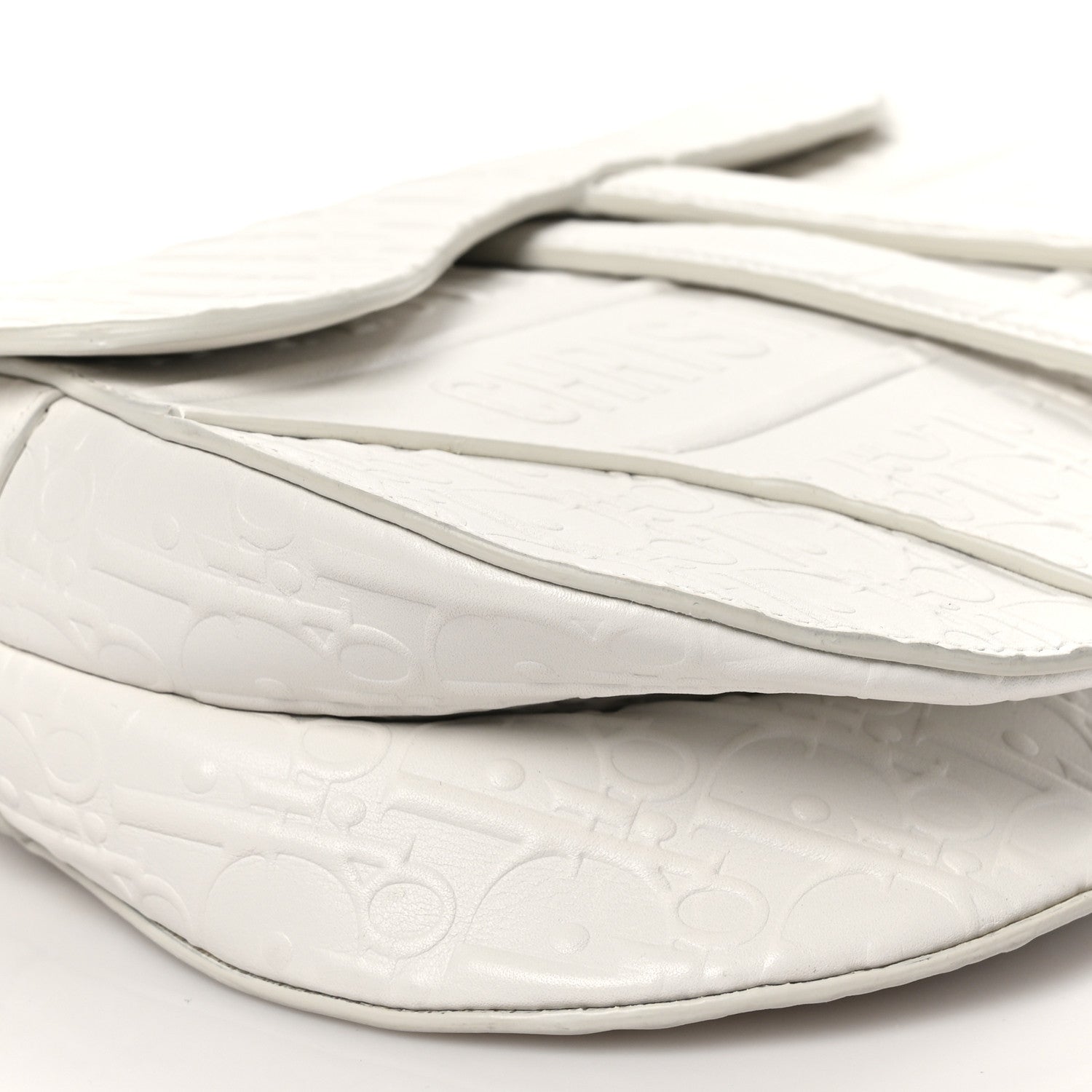 Christian Dior Calfskin Embossed Oblique Saddle Bag White 9 of 10