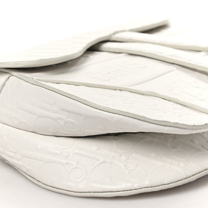 Christian Dior Calfskin Embossed Oblique Saddle Bag White 9 of 10