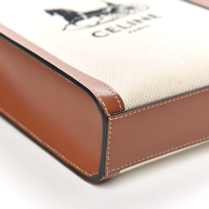 Celine Canvas Calfskin Sulky Print Mini Vertical Cabas Natural Tan 7 of 10