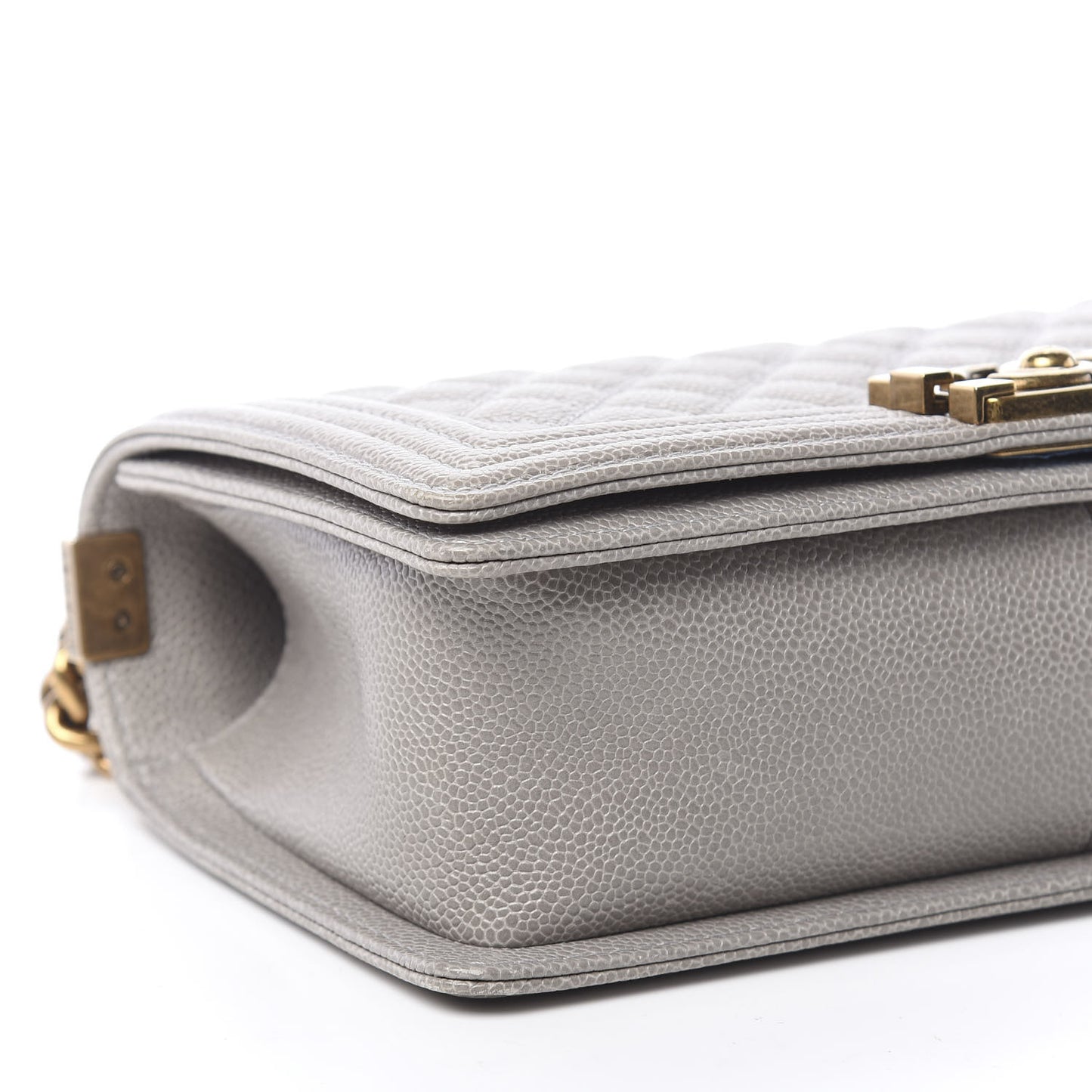 Caviar Quilted Medium Boy Flap Light Grey