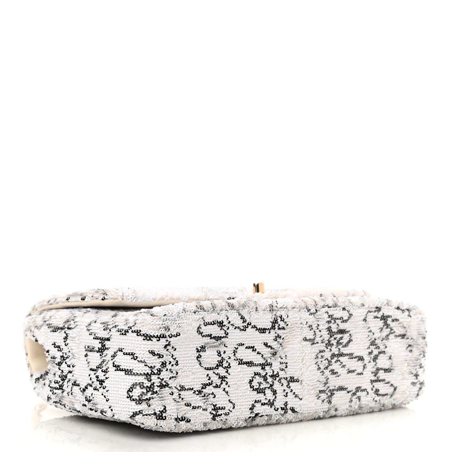 Sequin Logo Medium Flap White Black